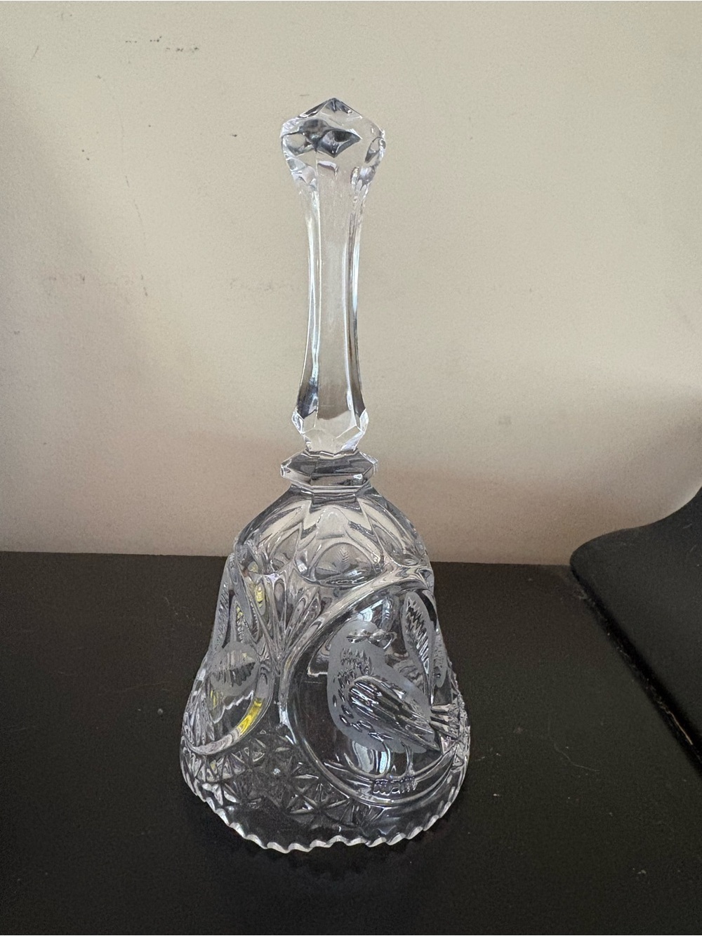 Clear Crystal Decorative Bell with Bird Motif - Clear